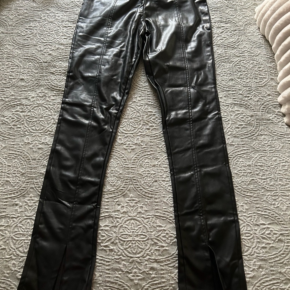 Mud Pie Black Faux Leather Flare Jeans